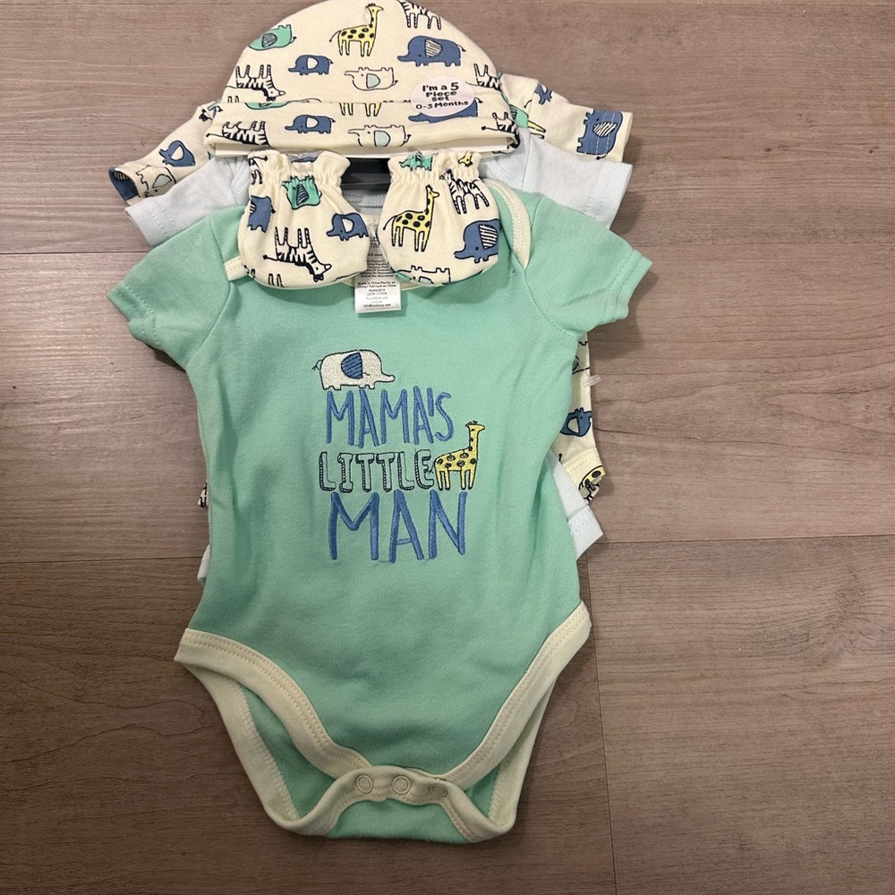 Mint Bodysuit with 'Mamas Little Man' Print